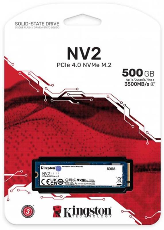 Накопичувач SSD 500GB M.2 NVMe Kingston NV2 M.2 2280 PCIe Gen4.0 x4 (SNV2S/500G) Накопичувач SSD 500GB M.2 NVMe Kingston NV2 M.2 2280 PCIe Gen4.0 x4 (SNV2S/500G)