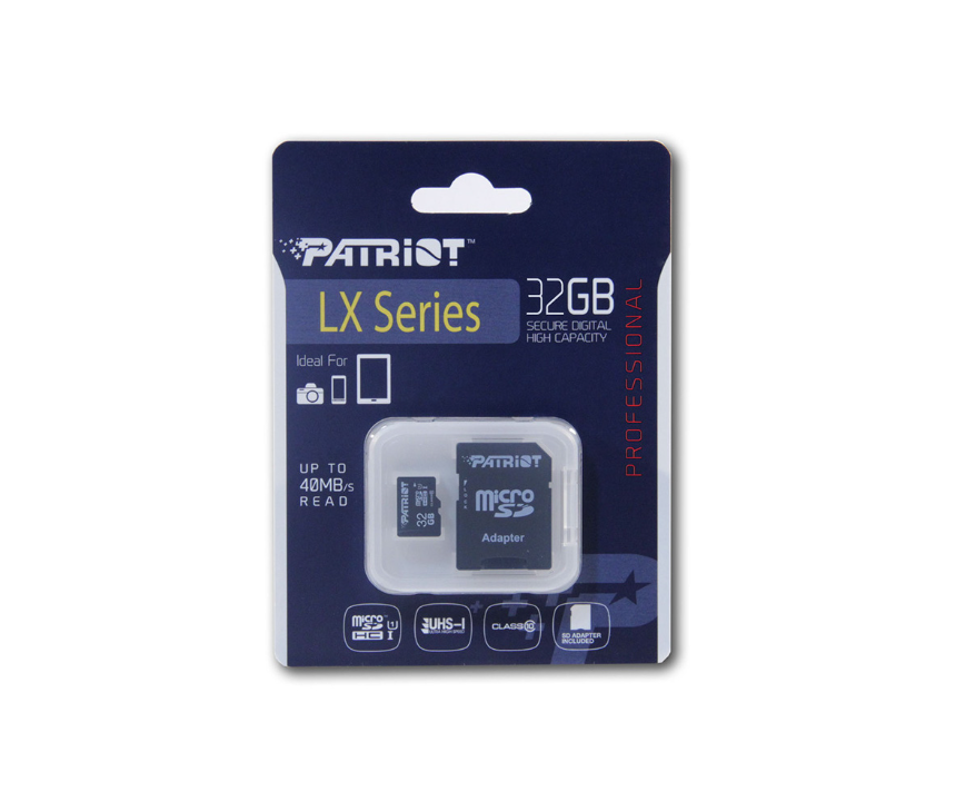 Карта пам'яті LX Series 32GB Micro SDHC V10, R90, Class 10, UHS-I U1 with SD Adapter Карта пам'яті LX Series 32GB Micro SDHC V10, R90, Class 10, UHS-I U1 with SD Adapter