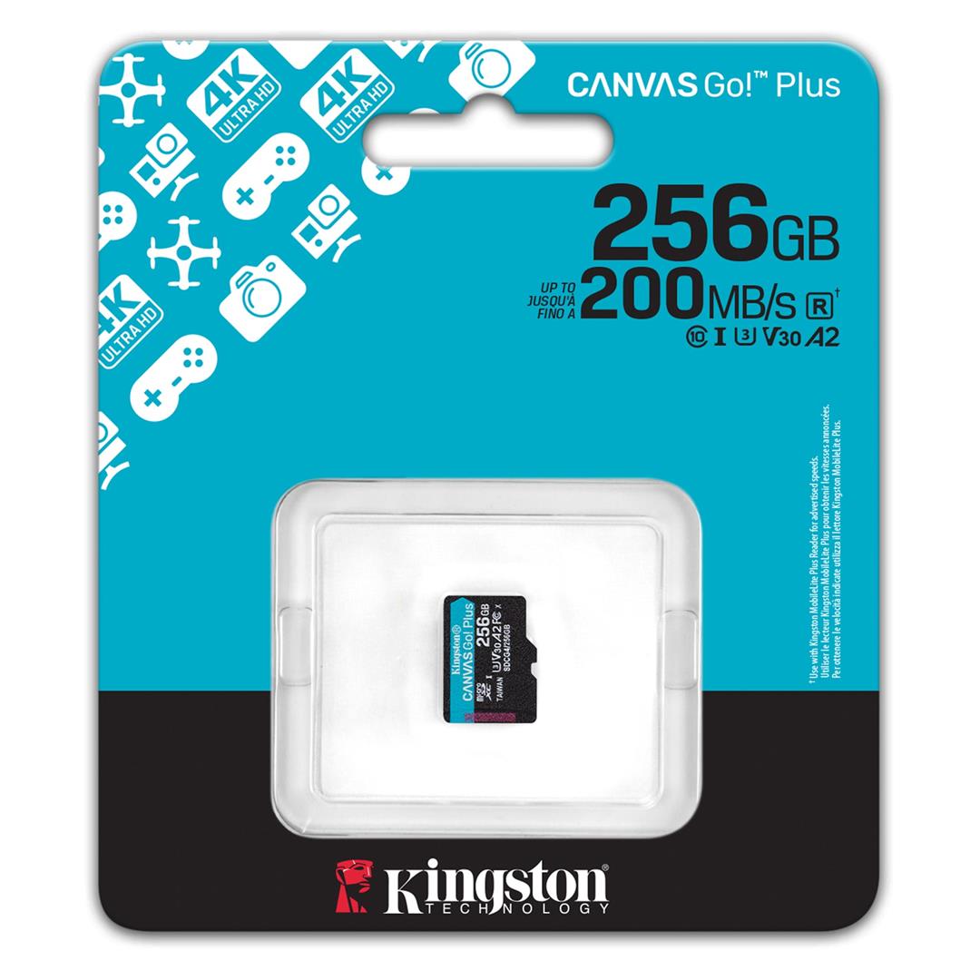 Карта пам`яті MicroSDXC 256GB UHS-I/U3 Class 10 Kingston Canvas Go! Plus R200/W160MB/s (SDCG4/256GB Карта пам`яті MicroSDXC 256GB UHS-I/U3 Class 10 Kingston Canvas Go! Plus R200/W160MB/s (SDCG4/256GB