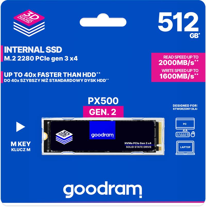 Накопичувач SSD 512GB Goodram PX500 M.2 2280 PCIe 3.0 x4 NVMe 3D TLC (SSDPR-PX500-512-80-G3) Накопичувач SSD 512GB Goodram PX500 M.2 2280 PCIe 3.0 x4 NVMe 3D TLC (SSDPR-PX500-512-80-G3)