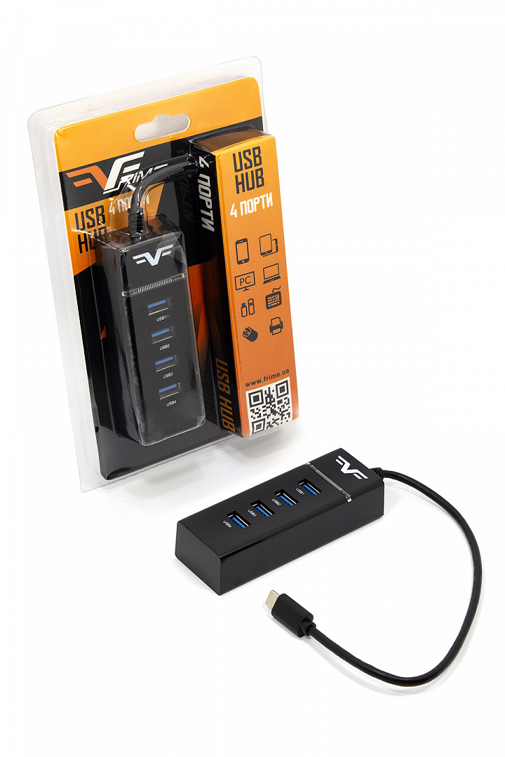 Концентратор USB Frime (1х3.0&3x2.0) Type-C Black (FH-20060) Концентратор USB Frime (1х3.0&3x2.0) Type-C Black (FH-20060)