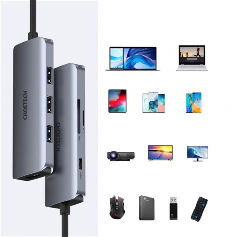 Концентратор Choetech HUB-M19 7 in 1 USB-C to HDMI Multiport Adapter Концентратор Choetech HUB-M19 7 in 1 USB-C to HDMI Multiport Adapter