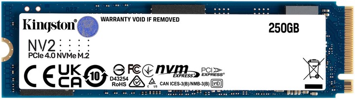 Накопичувач SSD 250GB M.2 NVMe Kingston NV2 M.2 2280 PCIe Gen4.0 x4 (SNV2S/250G) Накопичувач SSD 250GB M.2 NVMe Kingston NV2 M.2 2280 PCIe Gen4.0 x4 (SNV2S/250G)