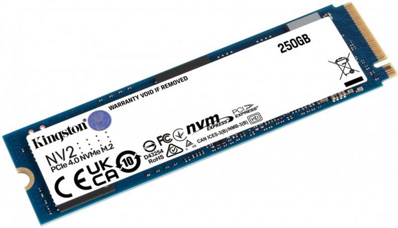 Накопичувач SSD 250GB M.2 NVMe Kingston NV2 M.2 2280 PCIe Gen4.0 x4 (SNV2S/250G) Накопичувач SSD 250GB M.2 NVMe Kingston NV2 M.2 2280 PCIe Gen4.0 x4 (SNV2S/250G)