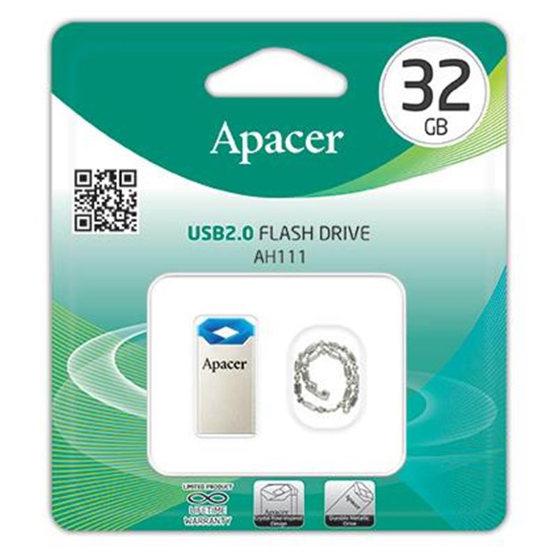 Флеш-накопичувач USB 32GB Apacer AH111 Silver/Blue (AP32GAH111U-1) Флеш-накопичувач USB 32GB Apacer AH111 Silver/Blue (AP32GAH111U-1)