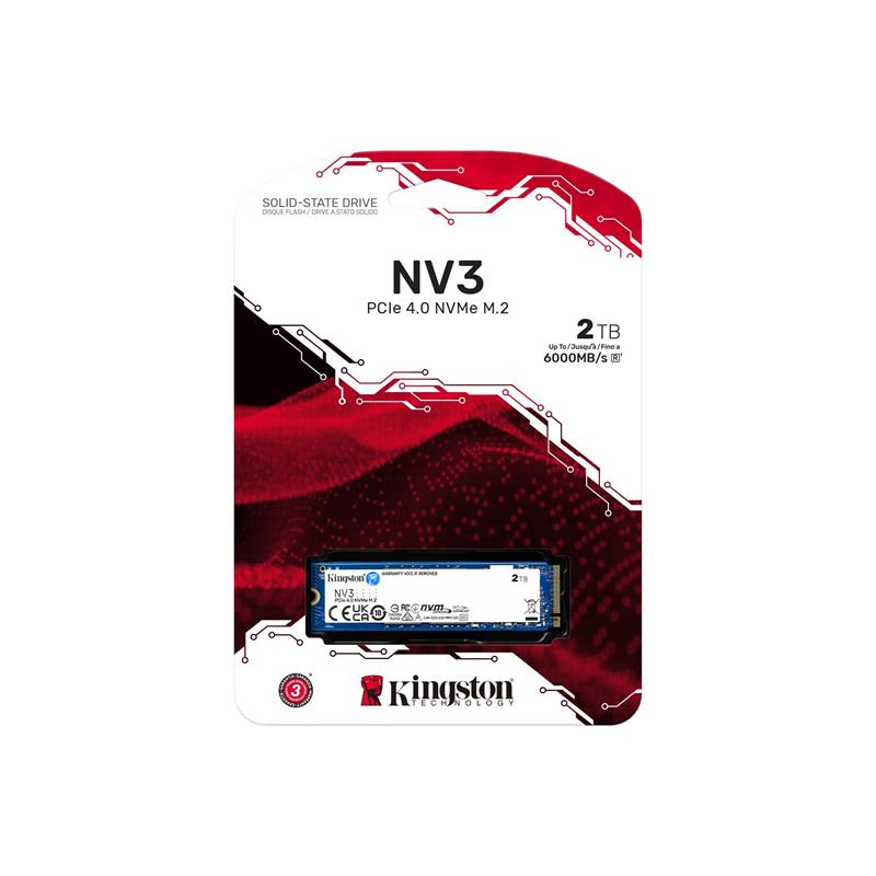 Накопичувач SSD 2TB M.2 NVMe Kingston NV3 M.2 2280 PCIe Gen4.0 x4 (SNV3S/2000G) Накопичувач SSD 2TB M.2 NVMe Kingston NV3 M.2 2280 PCIe Gen4.0 x4 (SNV3S/2000G)