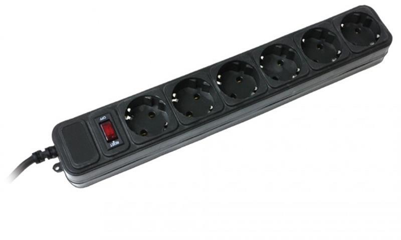 Мережевий фільтр Gembird SPG6-G-6B ,чорний, 1,8 м кабель, 6 розеток Мережевий фільтр Gembird SPG6-G-6B ,чорний, 1,8 м кабель, 6 розеток