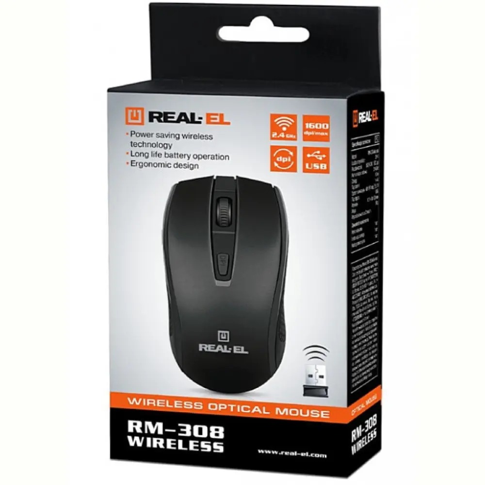 Миша бездротова REAL-EL RM-308 Black Миша бездротова REAL-EL RM-308 Black
